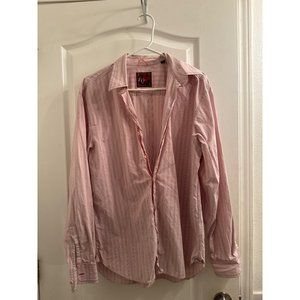 EQ Mens Pink Striped Long Sleeve Button Down Cotton Shirt Large RN129356
